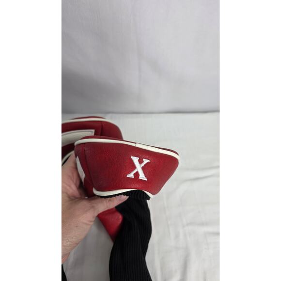 Red & White Golf Head Covers 3pcs Set, Driver Fairway Wood Headcovers 1/ 3 / X - Picture 12 of 12